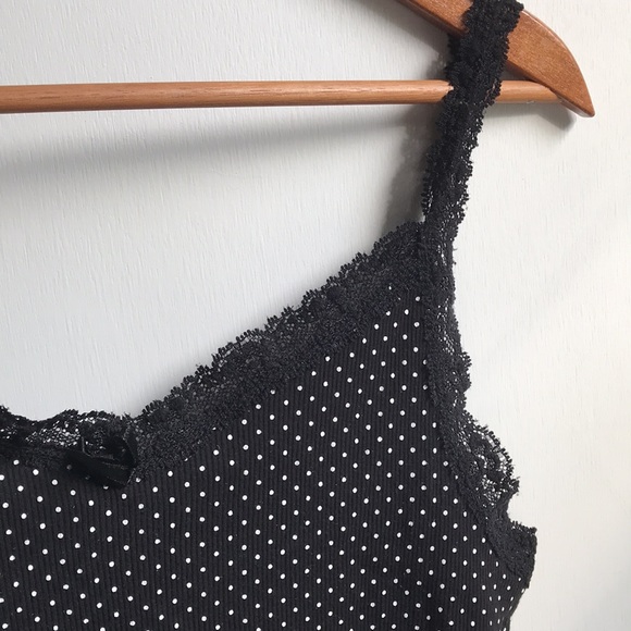 L.e.i. Y2K polka Dot Cami Tank Lace Straps Trim L - Picture 6 of 10